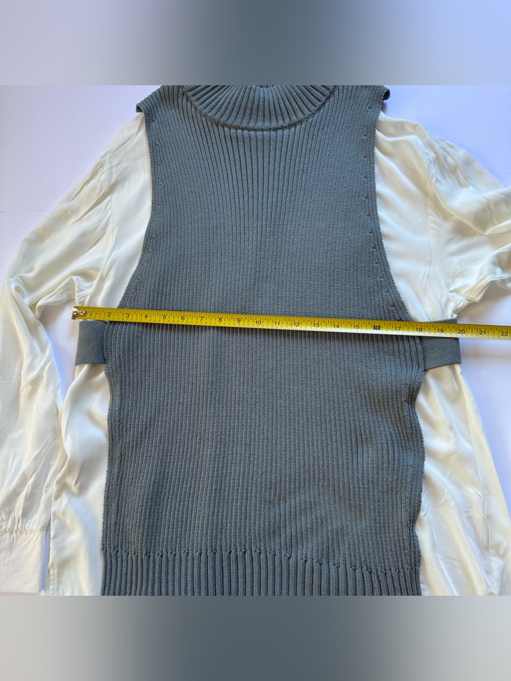 Zara olive green Sleeveless Ribbed Mock Neck Sweater Vest,Size Large - Picture 5 of 9
